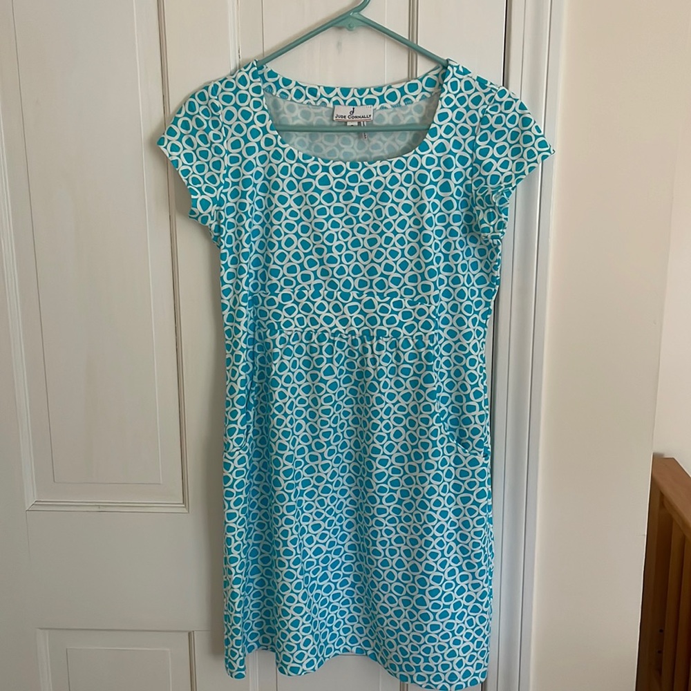 Jude Connally blue cap sleeve mini dress